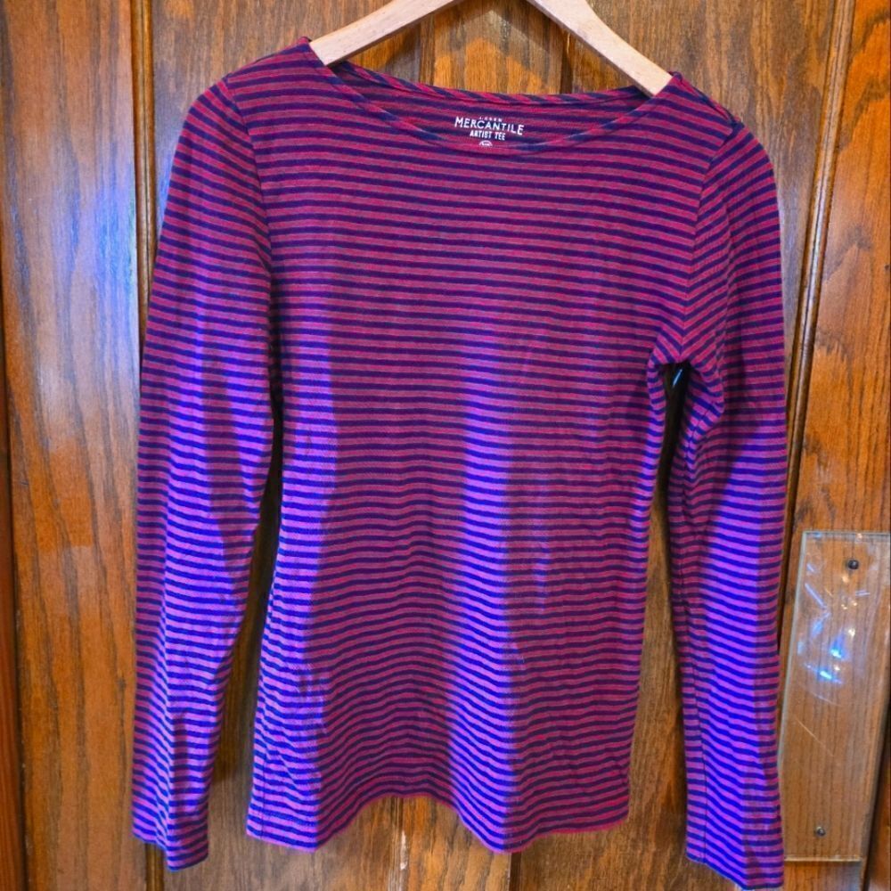 J Crew Striped Artist Tee Cotton XSMALL Red / Navy